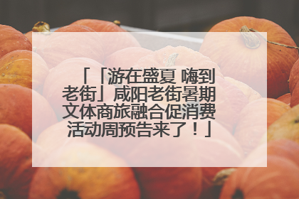 「游在盛夏 嗨到老街」咸阳老街暑期文体商旅融合促消费活动周预告来了！