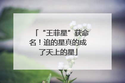 “王菲星”获命名！追的星真的成了天上的星