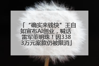 “确实来钱快”王自如宣布AI创业，喊话雷军董明珠！因3383万元案款仍被限消
