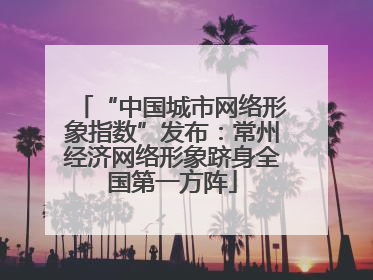 “中国城市网络形象指数”发布：常州经济网络形象跻身全国第一方阵