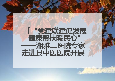 “党建联建促发展 健康帮扶暖民心”——湘雅二医院专家走进县中医医院开展健康帮扶活动