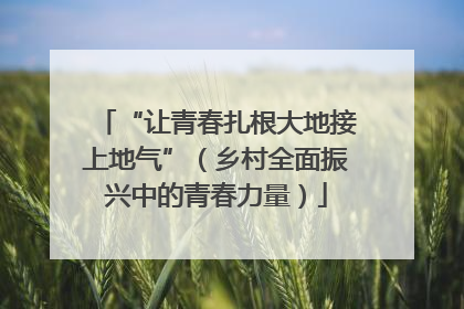 “让青春扎根大地接上地气”（乡村全面振兴中的青春力量）