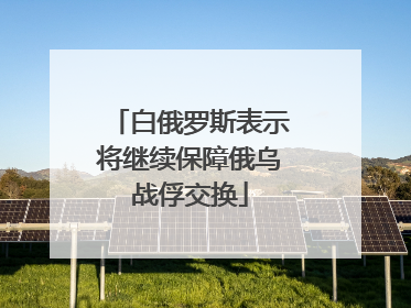 白俄罗斯表示将继续保障俄乌战俘交换