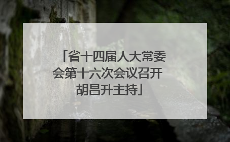 省十四届人大常委会第十六次会议召开 胡昌升主持