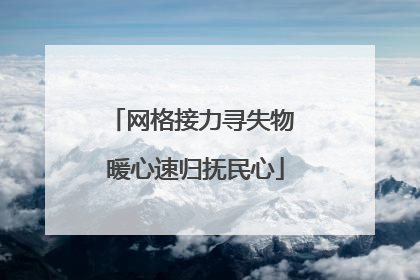 网格接力寻失物 暖心速归抚民心