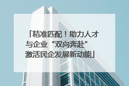 精准匹配！助力人才与企业“双向奔赴” 激活民企发展新动能