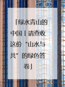 绿水青山的中国丨请查收这份“山水与共”的绿色答卷