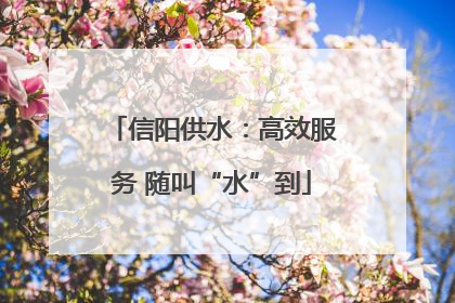 信阳供水：高效服务 随叫“水”到