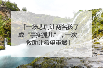 一场悲剧让两名孩子成“事实孤儿”，一次救助让希望重燃