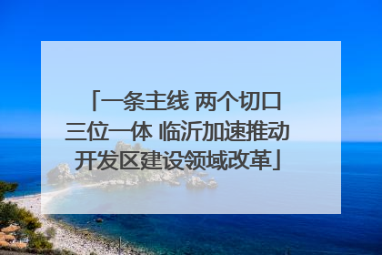 一条主线 两个切口 三位一体 临沂加速推动开发区建设领域改革