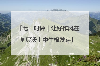 七一时评｜让好作风在基层沃土中生根发芽
