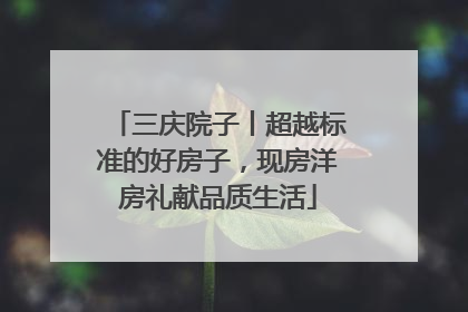 三庆院子丨超越标准的好房子，现房洋房礼献品质生活
