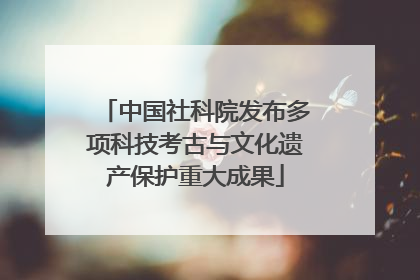 中国社科院发布多项科技考古与文化遗产保护重大成果