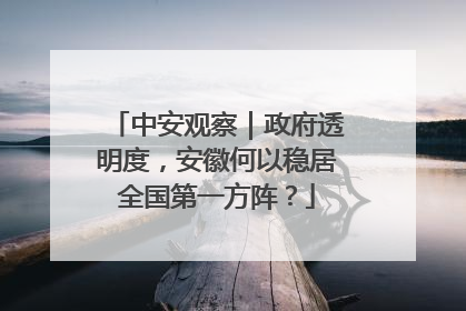 中安观察｜政府透明度，安徽何以稳居全国第一方阵？