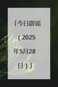 今日辟谣（2025年5月28日）