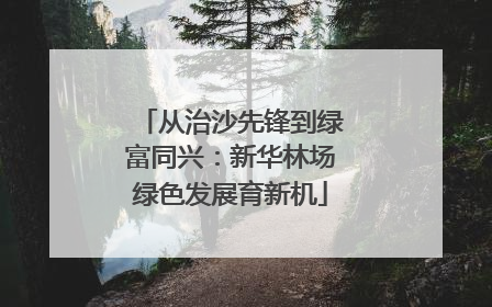 从治沙先锋到绿富同兴：新华林场绿色发展育新机