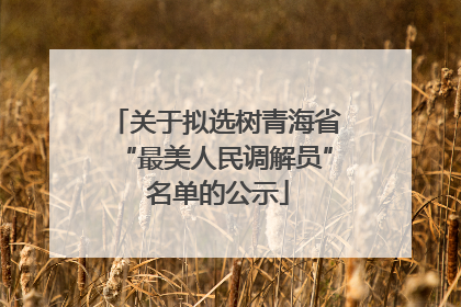 关于拟选树青海省“最美人民调解员” 名单的公示