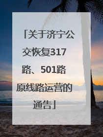 关于济宁公交恢复317路、501路原线路运营的通告