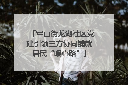 军山街龙湖社区党建引领三方协同铺就居民“暖心路”