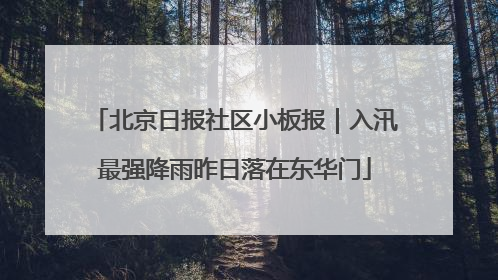 北京日报社区小板报｜入汛最强降雨昨日落在东华门