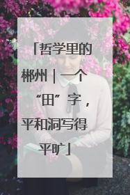 哲学里的郴州｜一个“田”字，平和洞写得平旷
