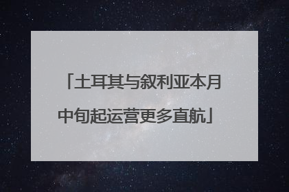 土耳其与叙利亚本月中旬起运营更多直航
