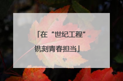 在“世纪工程”镌刻青春担当