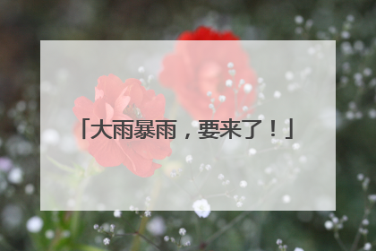 大雨暴雨，要来了！