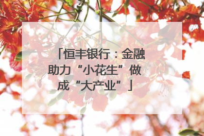 恒丰银行：金融助力“小花生”做成“大产业”