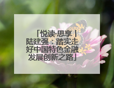 悦读·思享丨陆建强：踏实走好中国特色金融发展创新之路