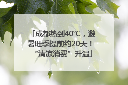 成都热到40℃，避暑旺季提前约20天！“清凉消费”升温