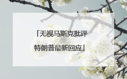 无视马斯克批评 特朗普最新回应