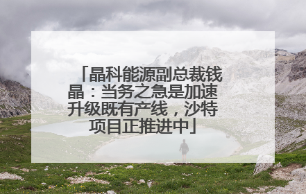 晶科能源副总裁钱晶：当务之急是加速升级既有产线，沙特项目正推进中
