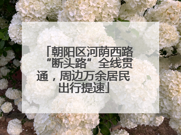 朝阳区河荫西路“断头路”全线贯通，周边万余居民出行提速