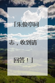 朱俊亭同志，收到请回答！