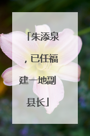 朱添泉，已任福建一地副县长