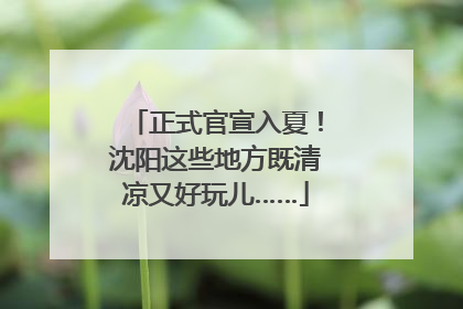 正式官宣入夏！沈阳这些地方既清凉又好玩儿……