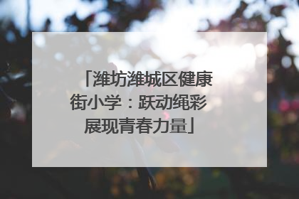 潍坊潍城区健康街小学：跃动绳彩展现青春力量