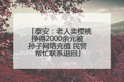 泰安：老人卖樱桃挣得2000余元被孙子网络充值 民警帮忙联系退回
