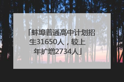 蚌埠普通高中计划招生31650人，较上年扩增2734人