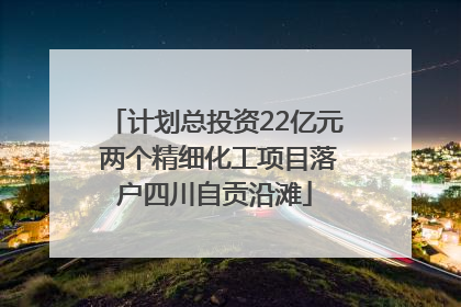 计划总投资22亿元 两个精细化工项目落户四川自贡沿滩