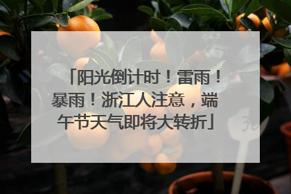 阳光倒计时！雷雨！暴雨！浙江人注意，端午节天气即将大转折
