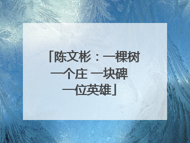陈文彬：一棵树 一个庄 一块碑 一位英雄