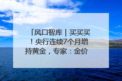 风口智库｜买买买！央行连续7个月增持黄金，专家：金价或仍易涨难跌