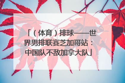 （体育）排球——世界男排联赛芝加哥站：中国队不敌加拿大队