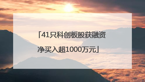 41只科创板股获融资净买入超1000万元